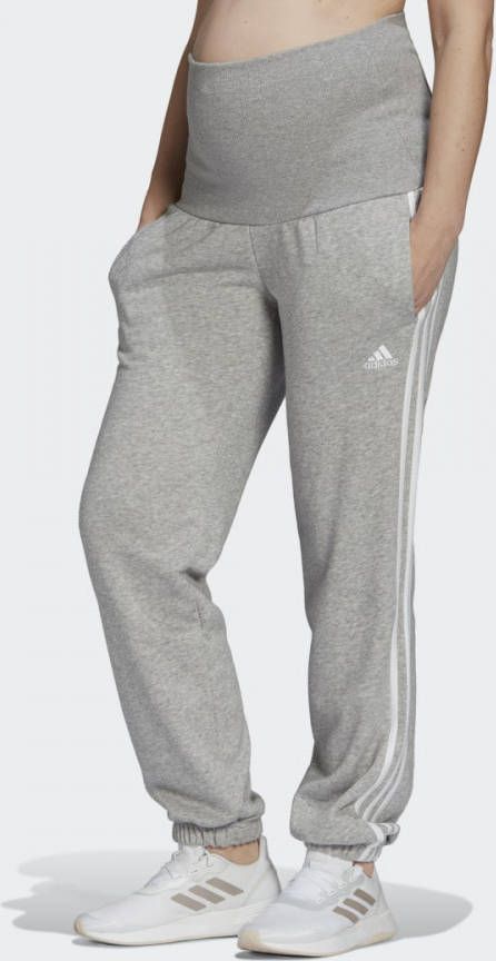 Adidas Essentials Cotton 3 Stripes Broek(Positiekleding) Medium Grey Heather/White Dames