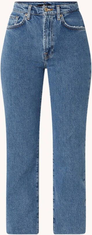 7 for all Mankind Blauwe Straight Leg Jeans Logan Stovepipe Blaze With Raw Cut Hem