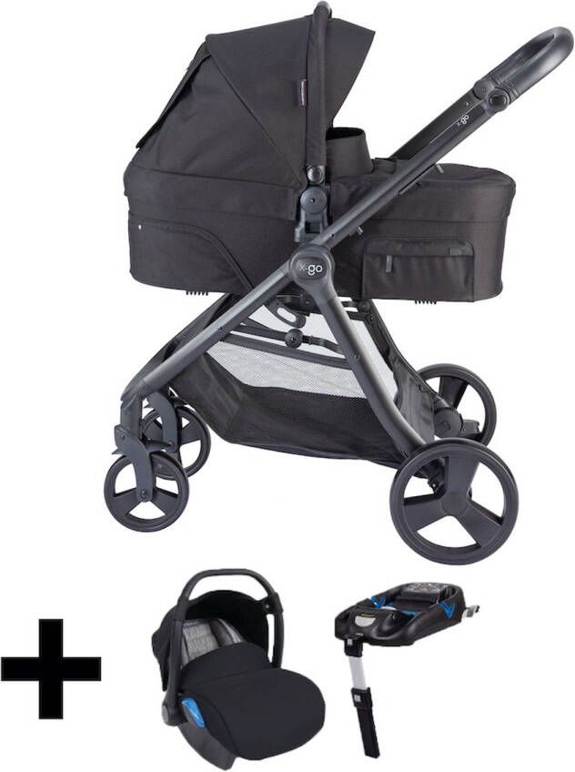 X-Adventure X Adventure Kinderwagen 3 In 1 X go Black + Isofix Autostoel Base