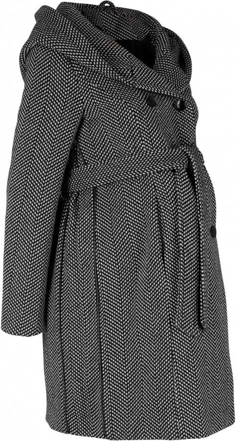 bpc bonprix collection Lange zwangerschapsjas met wol, zwart/wolwit gemêleerd