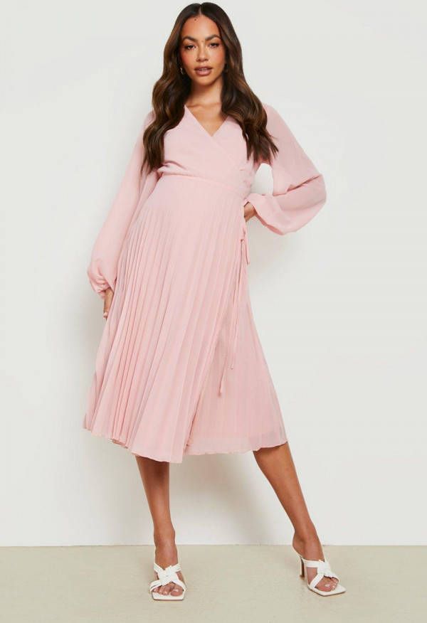 boohoo Getailleerde Stretch Blouse Met Geplooide Mouwen, Nude Pink