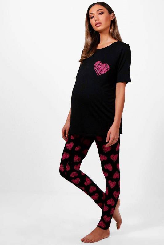 boohoo Zwangerschap Made With Love Pyjama, Zwart
