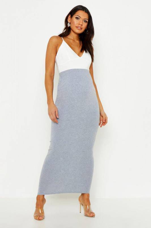 boohoo Zwangerschap Over The Bump Maxi Rok, Grijs