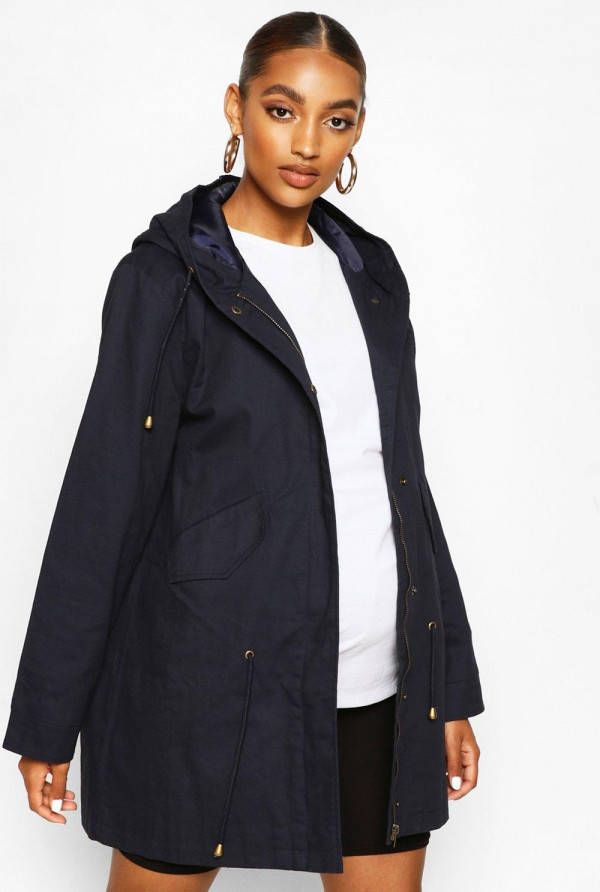 boohoo Zwangerschap Parka Jas, Marineblauw