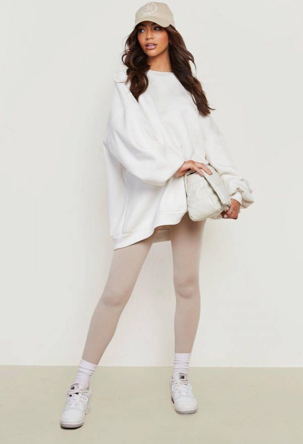 boohoo Zwangerschap Geribbelde Naadloze Leggings, Taupe