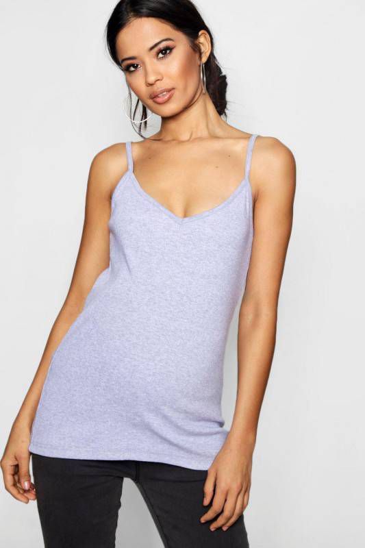 boohoo Zwangerschap Geribbeld Hemdje Met V Hals, Grijs