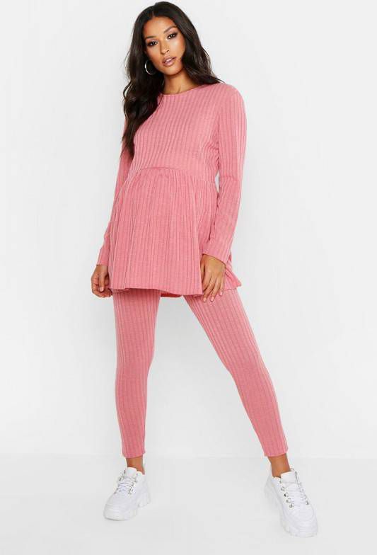boohoo Zwangerschaps Gesmokte Lounge Set, Rose