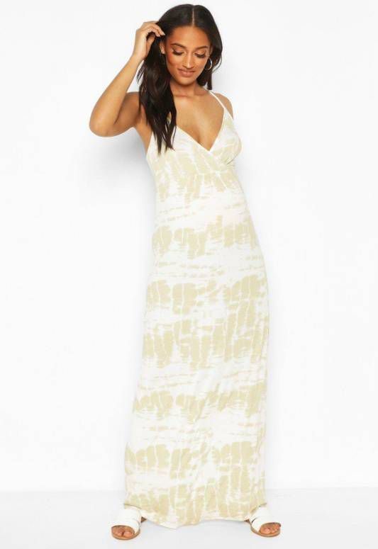 boohoo Zwangerschap Tie Dye Maxi Jurk, Groen