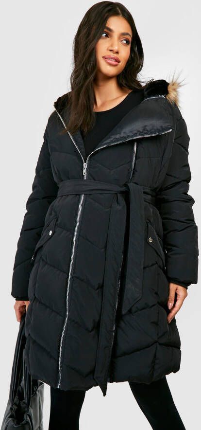 boohoo Zwangerschap 2 In 1 Before & After Parka Jas, Black