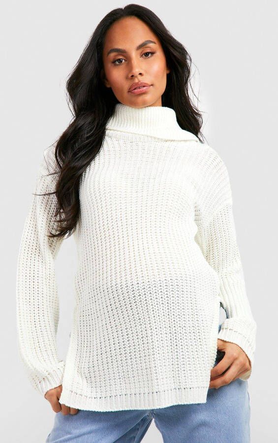boohoo Zwangerschap Baggy Trui Met Waterval Hals, Cream