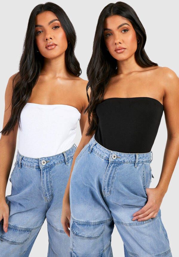 boohoo Zwangerschap Basic Bandeau Tops(2 Stuks ), Black_White