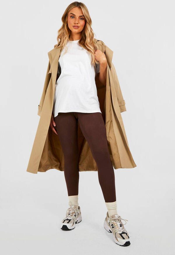 boohoo Zwangerschap Basic High Waist Leggings, Chocolate