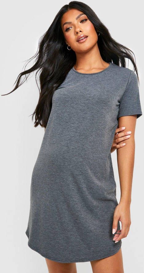 boohoo Zwangerschap Basic Nachtjapon Met Korte Mouwen, Charcoal