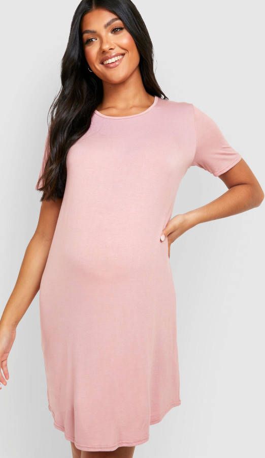 boohoo Zwangerschap Basic Nachtjapon Met Korte Mouwen, Rose