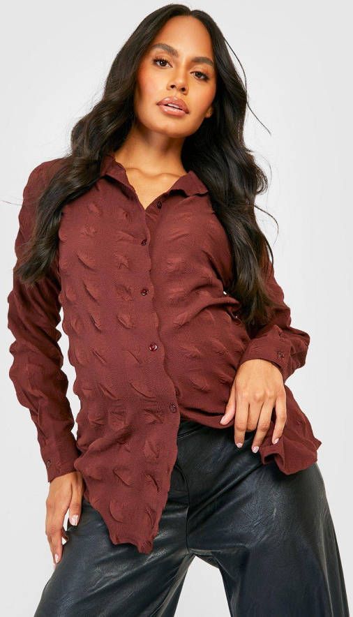 boohoo Zwangerschap Blouse Met Textuur, Chocolate
