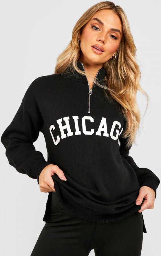 boohoo Zwangerschap Chicago Trui Met Korte Rits, Black