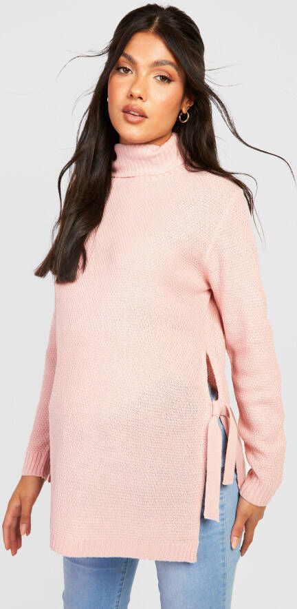 boohoo Zwangerschap Coltrui Met Zijstrikjes, Rose