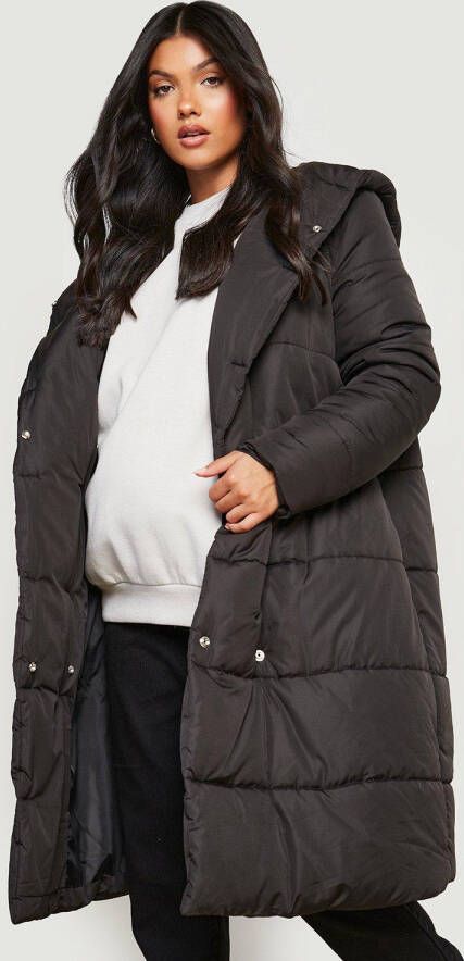 boohoo Zwangerschap Donzen Wikkel Jas, Black