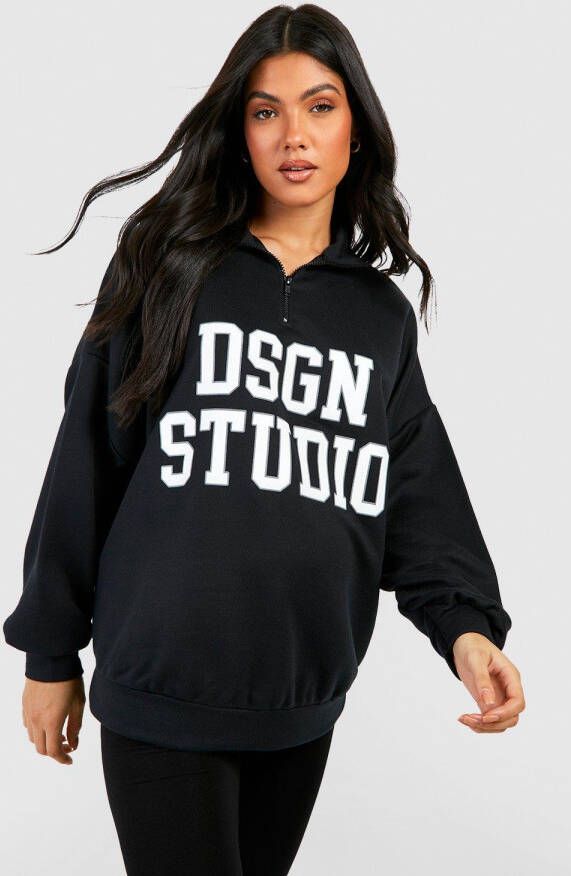 boohoo Zwangerschap Dsgn Studio Trui Met Korte Rits, Black
