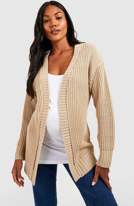 boohoo Zwangerschap Edge To Edge Cardigan, Stone