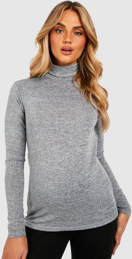 boohoo Zwangerschap Gebreide Melange Coltrui, Grey