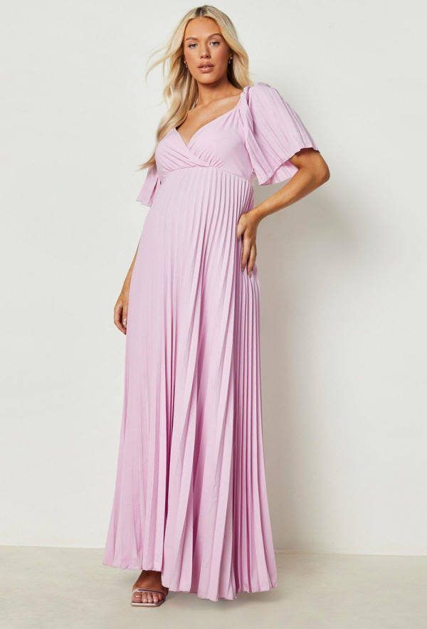 boohoo Zwangerschap Geplooide Gelegenheids Maxi Wikkel Jurk, Pink