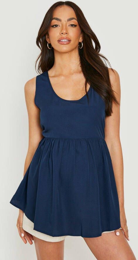 boohoo Zwangerschap Gesmokt Hemdje, Navy