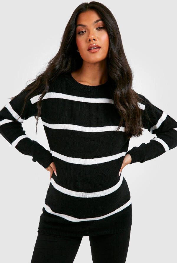 boohoo Zwangerschap Gestreepte Trui Met Crewneck, Black