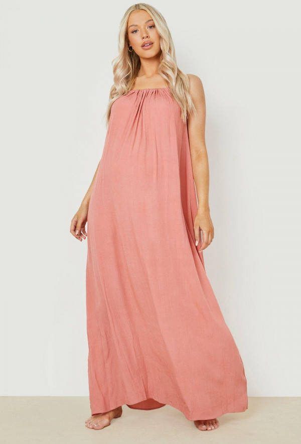 boohoo Zwangerschap Kaasdoek Strand Jurk Met Bandjes, Terracotta