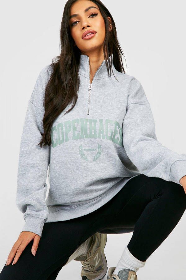 boohoo Zwangerschap Kopenhagen Trui Met Korte Rits, Grey Marl