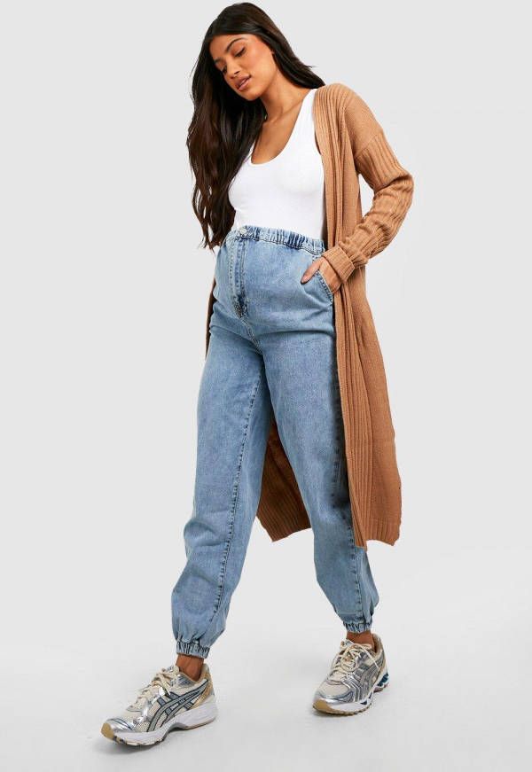 boohoo Zwangerschap Long Line Duster Cardigan, Taupe