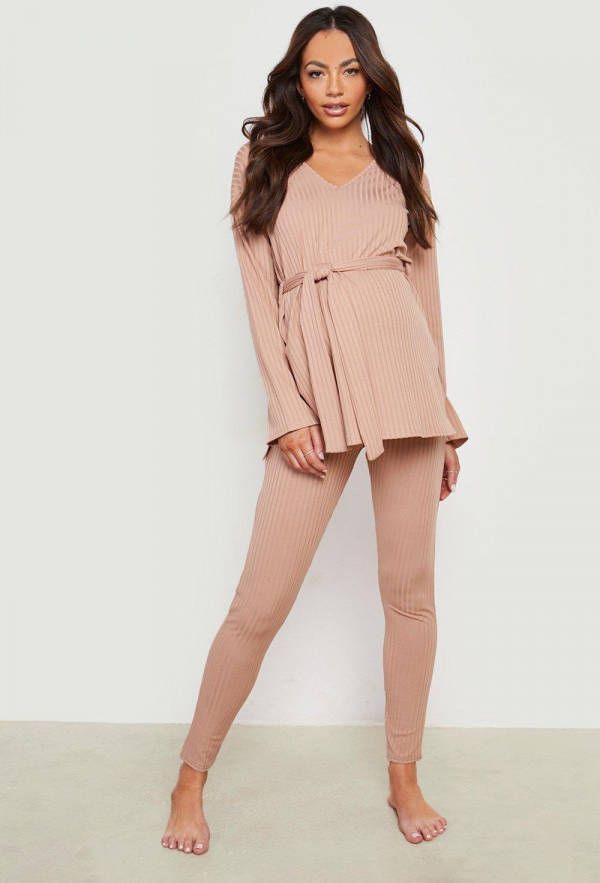 boohoo Zwangerschap Lounge Set Met Ceintuur, Stone
