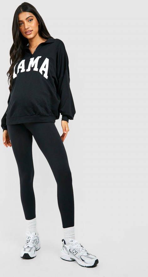 boohoo Zwangerschap Mama Trui Met Korte Rits, Black