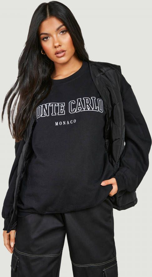 boohoo Zwangerschap Monte Carlo Trui Met Print, Black