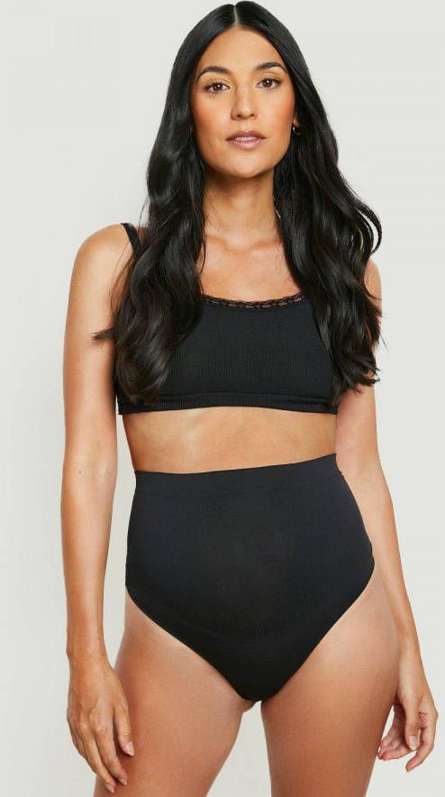 boohoo Zwangerschap Naadloze Bump Support String, Black