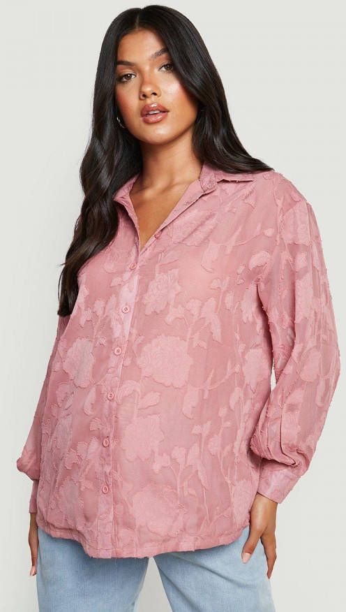 boohoo Zwangerschap Oversized Burnout Bloemen Blouse, Rose