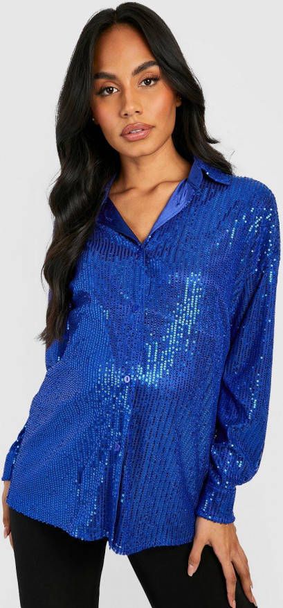 boohoo Zwangerschap Oversized Glitter Blouse Met Pailletten, Cobalt