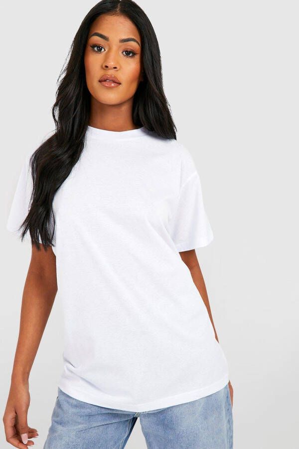 boohoo Zwangerschap Super Oversized Basic Katoenen T Shirt Met Crewneck, White