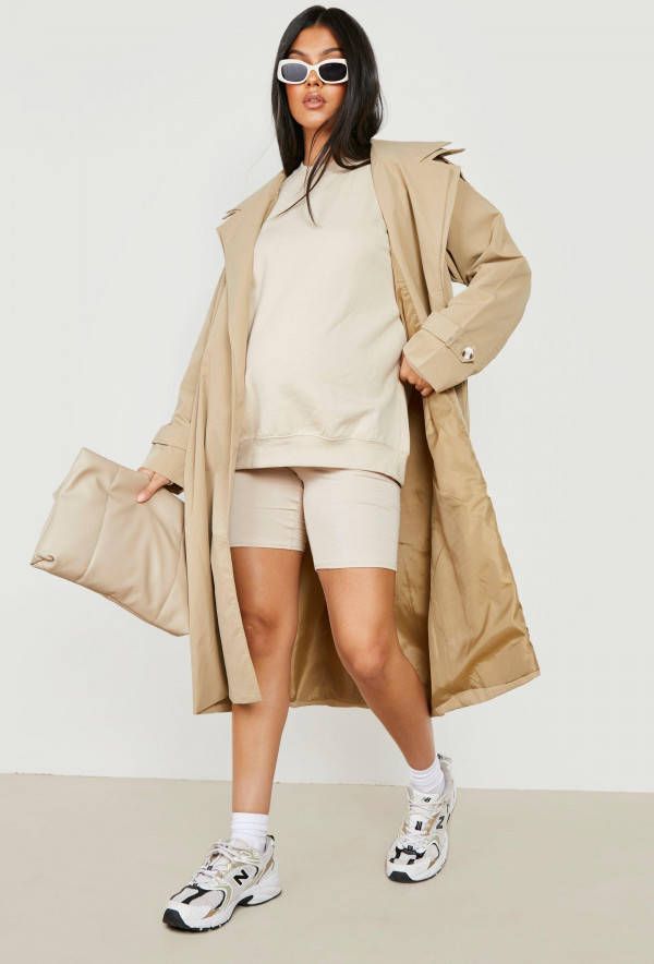 boohoo Zwangerschap Trui En Fietsbroekje Set, Sand