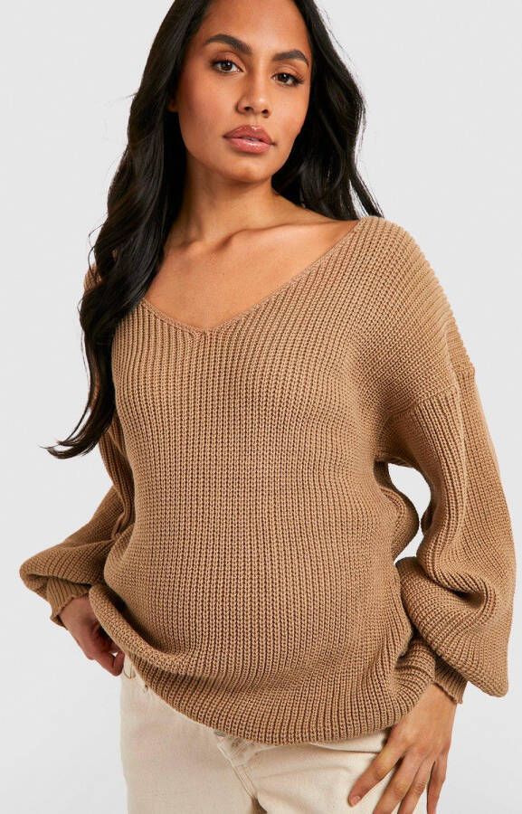 boohoo Zwangerschap Trui Met Boothals, Beige