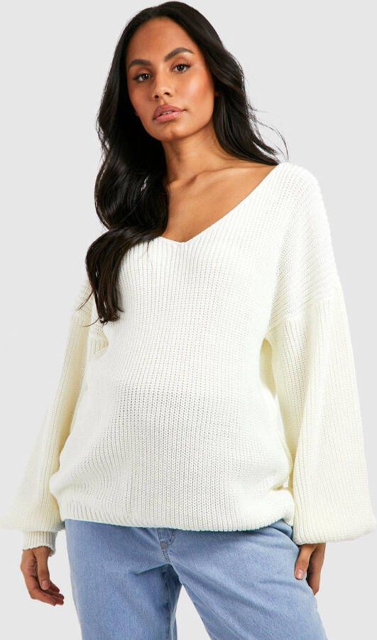 boohoo Zwangerschap Trui Met Boothals, Cream