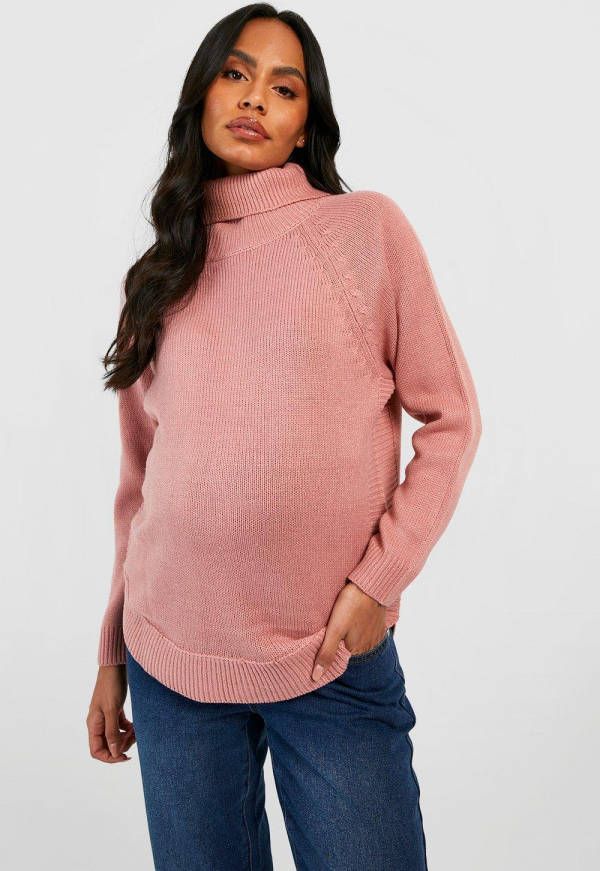 boohoo Zwangerschap Trui Met Col En Ronde Zoom, Rose