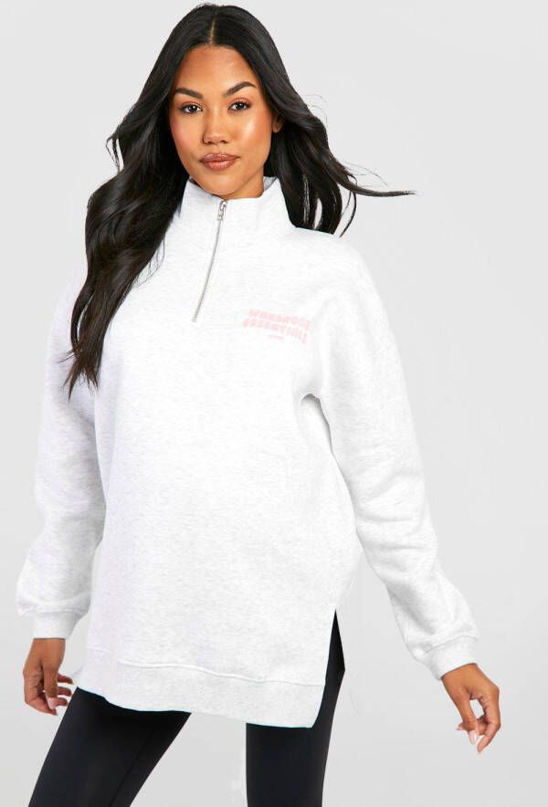 boohoo Zwangerschap Wardrobe Essentials Trui Met Korte Rits, Ice Grey