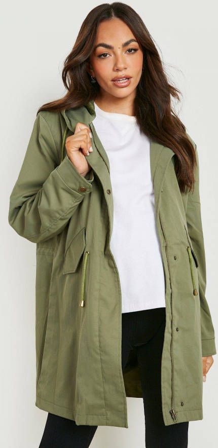 boohoo Zwangerschap Waterproof Parka Jas, Khaki