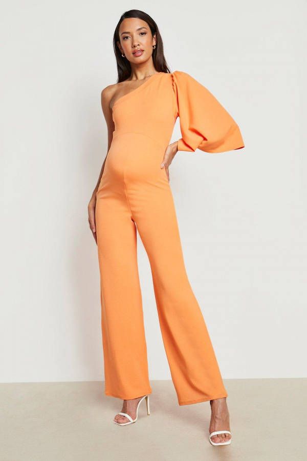 boohoo Zwangerschap Wide Leg Jumpsuit Met Eé, n Blote Schouder, Orange