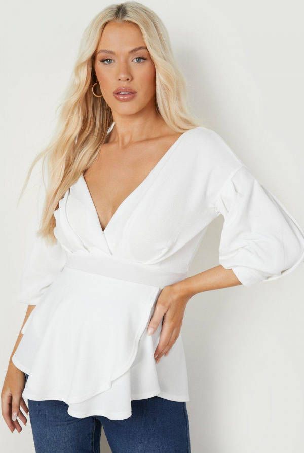 boohoo Zwangerschap Wikkeltop Met Open Schouders, Ivory