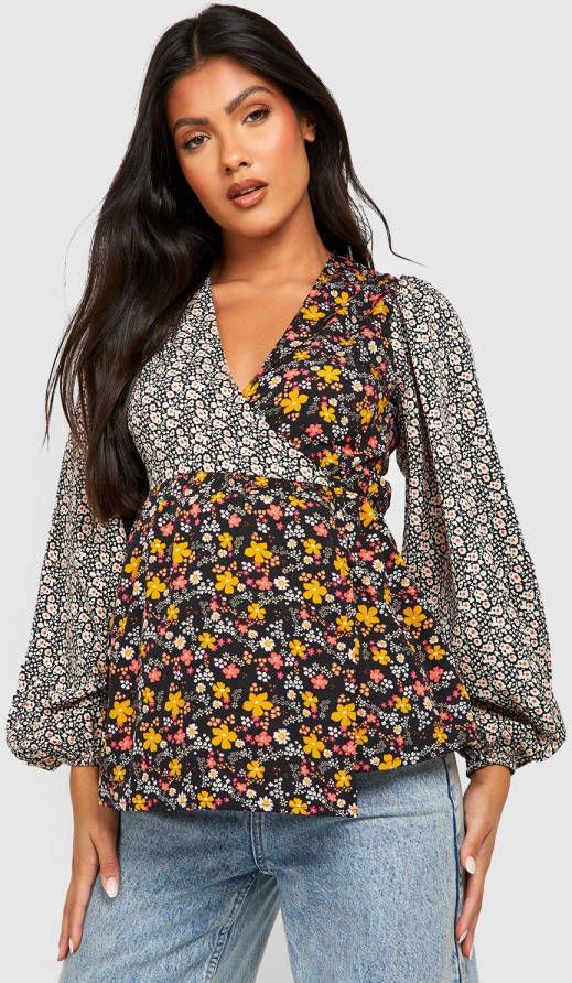 boohoo Zwangerschap Wikkeltop Met Print, Multi