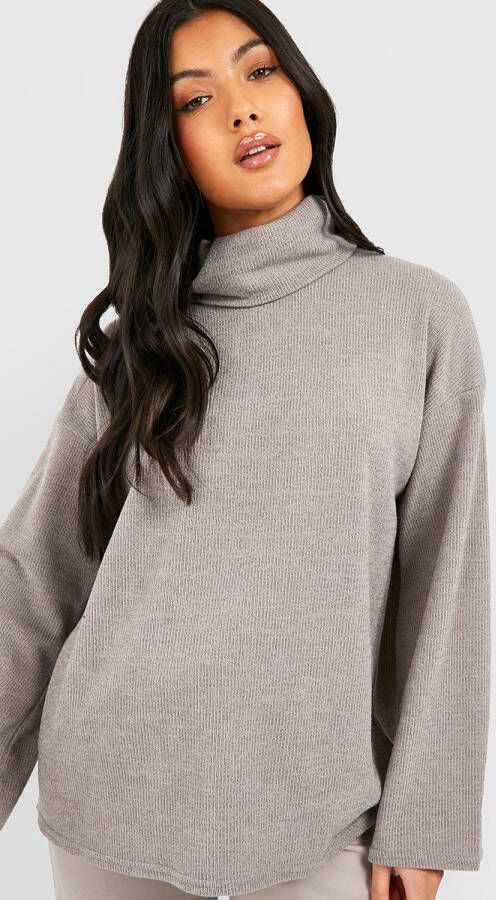 boohoo Zwangerschap Zachte Gebreide Trui Met Waterval Hals, Grey