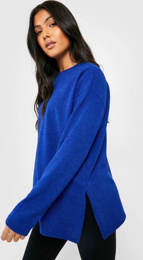 boohoo Zwangerschap Zachte Gebreide Trui Met Zijsplit, Cobalt