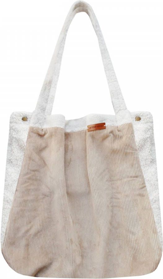 Your Wishes Mommy Tote Bag grote luiertas met rib en teddy taupe/wit online kopen